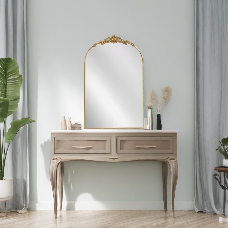 Artekko Dia Χρυσό Μεταλλικός Καθρέπτης Τοίχου (50.5x4x80.5)cm