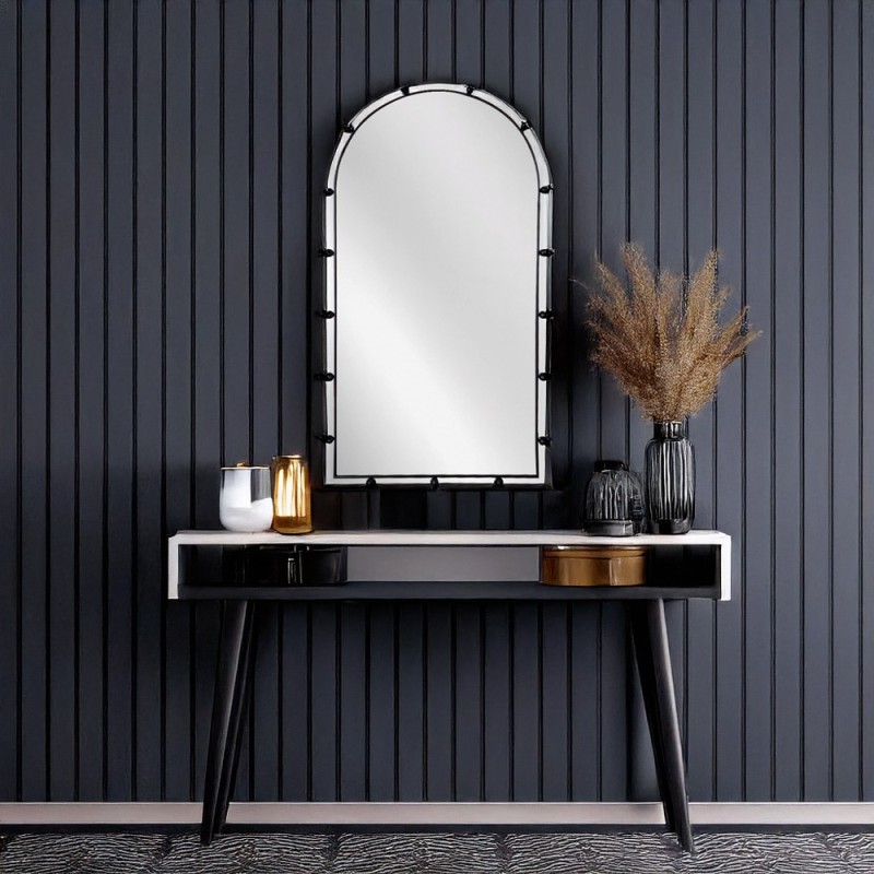 Artekko Dia Μαύρος Μεταλλικός Καθρέπτης Τοίχου (50x3.5x90)cm