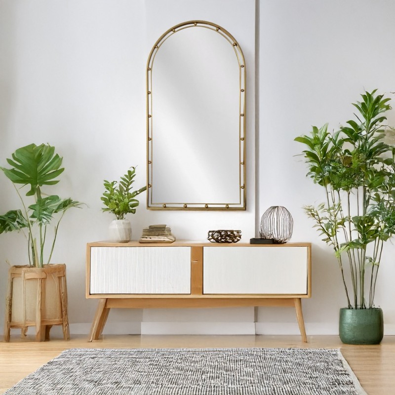 Artekko Dia Χρυσός Μεταλλικός Καθρέπτης Τοίχου (60x3.5x110)cm