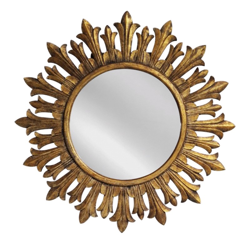 Artekko Mirroki Ξύλινος Χρυσός Σκαλιστός Καθρέπτης Τοίχου (120x120)cm