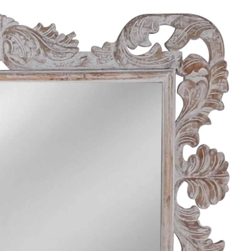 Artekko Mirroki Ξύλινος Λευκός Πατίνα Σκαλιστός Καθρέπτης Τοίχου (100x70)cm