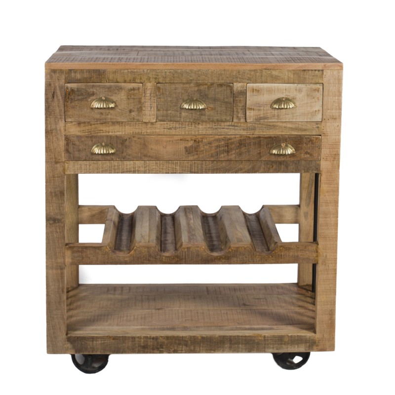 Artekko Attari Ξύλινος Μπουφές Κάβα με Ράφι για Μπουκάλια σε Μελί Απόχρωση (90x40x100)cm