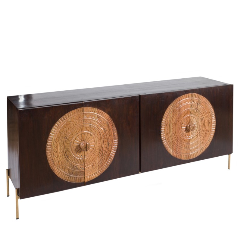 Artekko Attari Μασίφ Ξύλινος Μπουφές σε Φυσική Απόχρωση με Μαύρο (180x45x80)cm