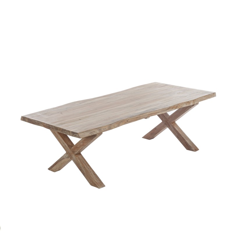 Artekko Maokai Τραπέζι Σαλονιού με Χ Πόδια Ξύλινο Λευκή Πατίνα (135x68x45)cm