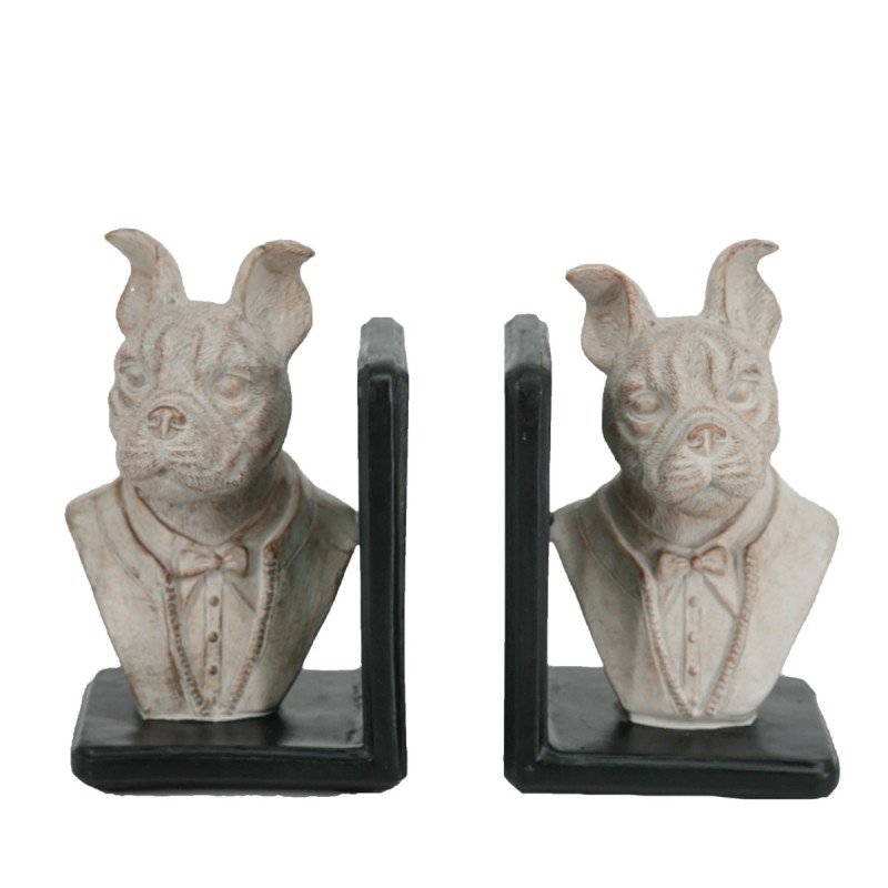 Artekkol Bookends Βιβλιοστάτες Ρητίνης με Σκυλιά σε Λευκή Πατίνα (12x10.5x19)cm 2pcs