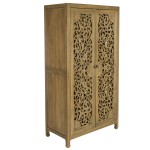 Artekko Mandala Σκαλιστή Ξύλινη Ντουλάπα σε Φυσική Απόχρωση (100x53x185)cm