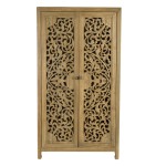 Artekko Mandala Σκαλιστή Ξύλινη Ντουλάπα σε Φυσική Απόχρωση (100x53x185)cm