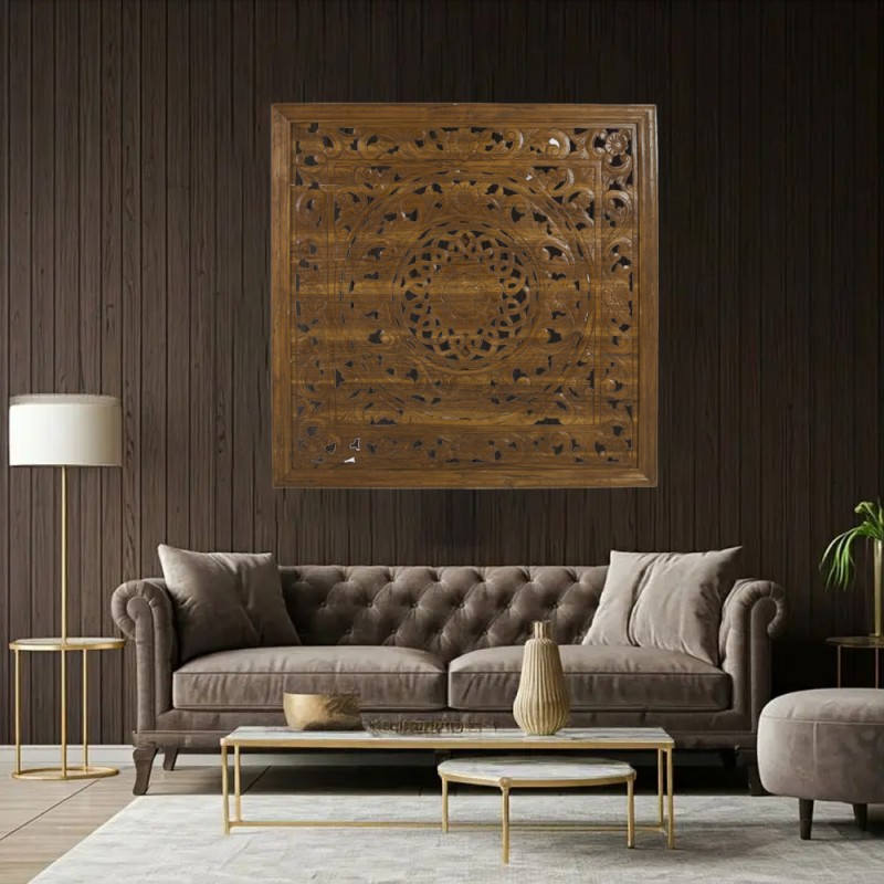 Artekko Panel Ξύλινο Σκαλιστό Διακοσμητικό Τοίχου Πάνελ (160x160x5)cm