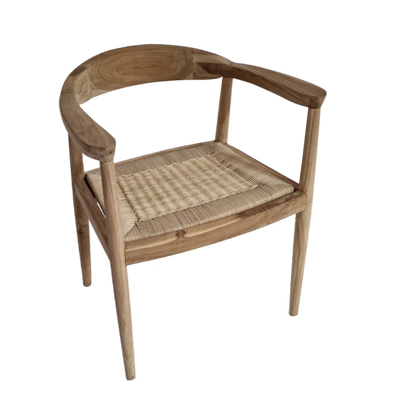 Artekko Munggur Ξύλινη Καρέκλα σε Φυσική Απόχρωση με Ψάθα (58x50x70)cm