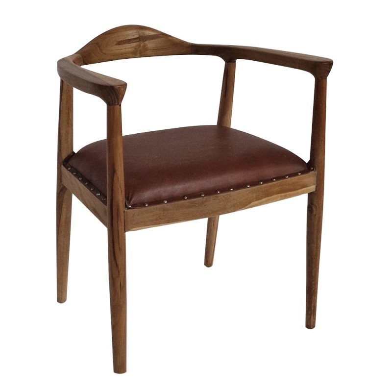 Artekko Munggur Ξύλινη Καρέκλα σε Φυσική Απόχρωση με Τεχνόδερμα (58x50x70)cm