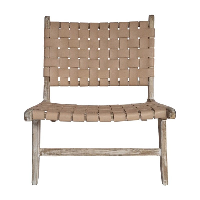 Artekko Lazzy Ξύλινη Καρέκλα σε Φυσική Απόχρωση με Μπεζ Τεχνόδερμα (66x80x73)cm