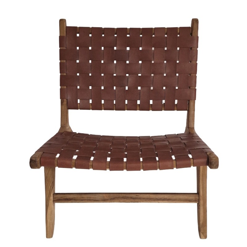 Artekko Lazzy Ξύλινη Καρέκλα σε Φυσική Απόχρωση με Καφέ Τεχόδερμα (66x80x73)cm