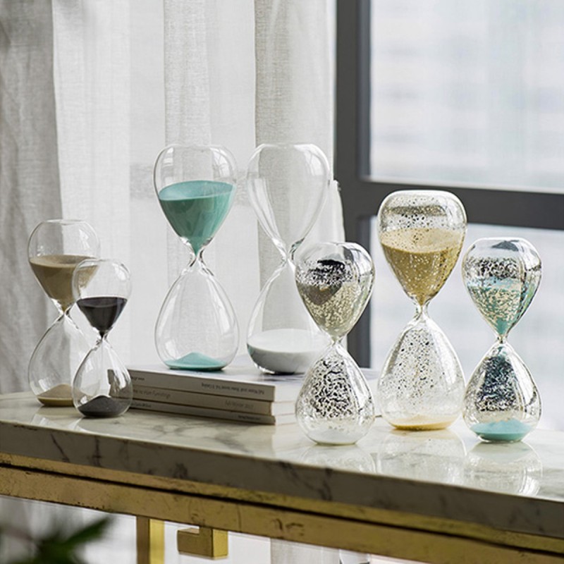 Artekko Hourglass Κλεψύδρα Διακοσμητική Γυάλινη Λευκή (9x9x25.5)cm