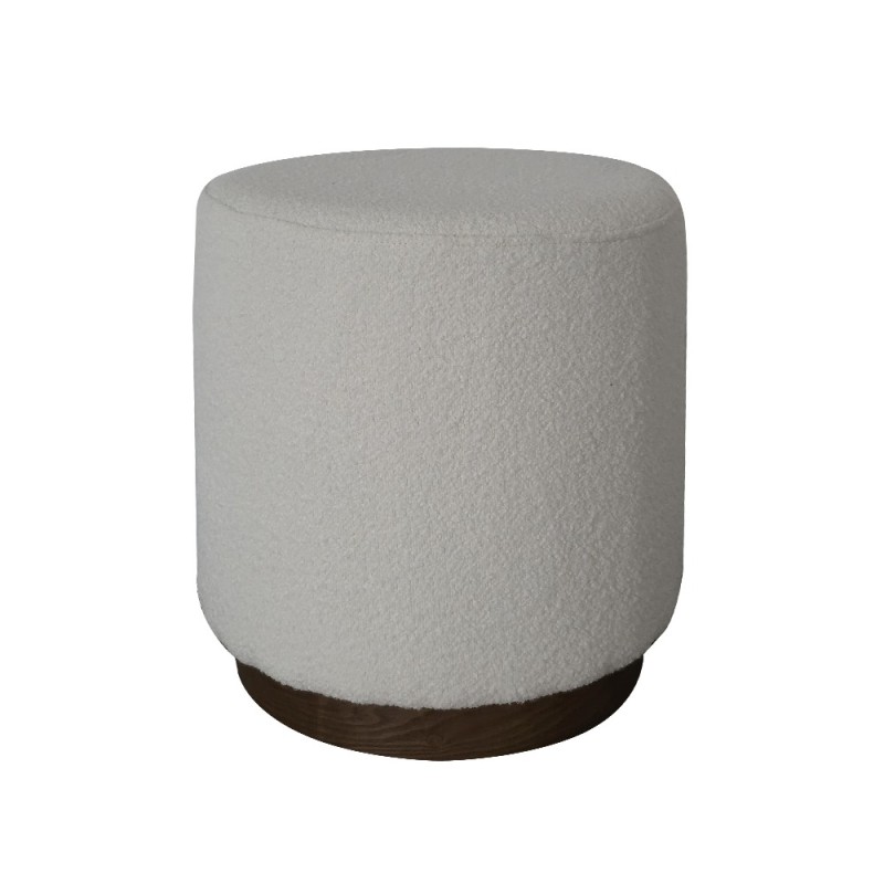 Artekko Cloud Λευκό Υφασμάτινο Μπουκλέ Σκαμπό (Φ41x44)cm