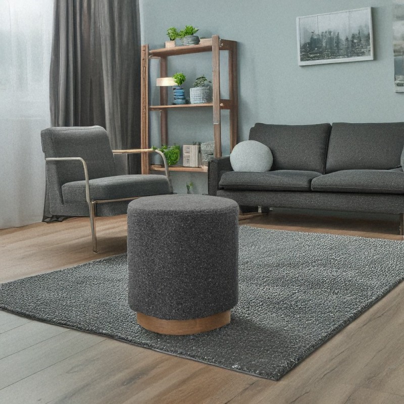 Artekko Cloud Σκούρο Γκρι Υφασμάτινο Μπουκλέ Σκαμπό (Φ41x44)cm