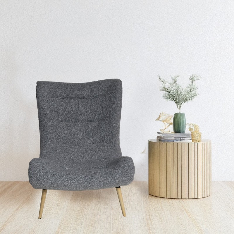 Artekko Cloud Γκρι Υφασμάτινη Μπουκλέ Πολυθρόνα (97x80x100)cm