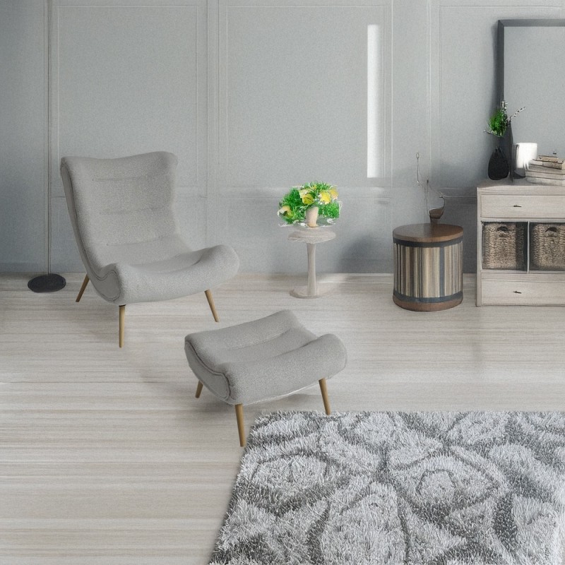 Artekko Cloud Μπεζ Υφασμάτινο Μπουκλέ Υποπόδιο Σκαμπό (68x58x40)cm