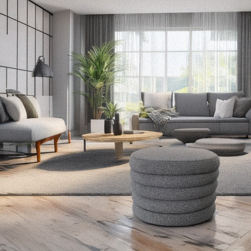 Artekko Cloud Γκρι Υφασμάτινο Μπουκλέ Σκαμπό με Αποθηκευτικό Χώρο (59x59x40)cm