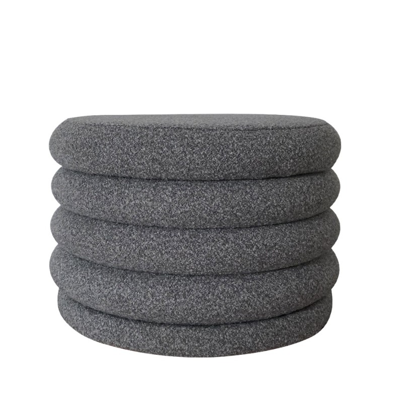 Artekko Cloud Γκρι Υφασμάτινο Μπουκλέ Σκαμπό με Αποθηκευτικό Χώρο (59x59x40)cm