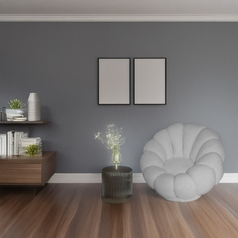 Artekko Cloud Λευκή Υφασμάτινη Μπουκλέ Περιστρεφόμενη Πολυθρόνα (98x97x69)cm