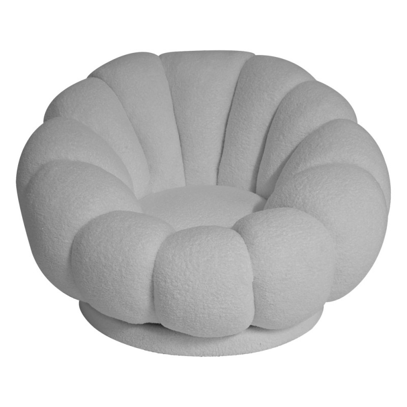 Artekko Cloud Λευκή Υφασμάτινη Μπουκλέ Περιστρεφόμενη Πολυθρόνα (98x97x69)cm