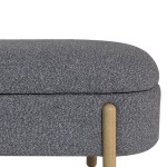 Artekko Cloud Γκρι Υφασμάτινο Μπουκλέ Σκαμπό Ταμπουρέ με Αποθηκευτικό Χώρο (108x41x48)cm