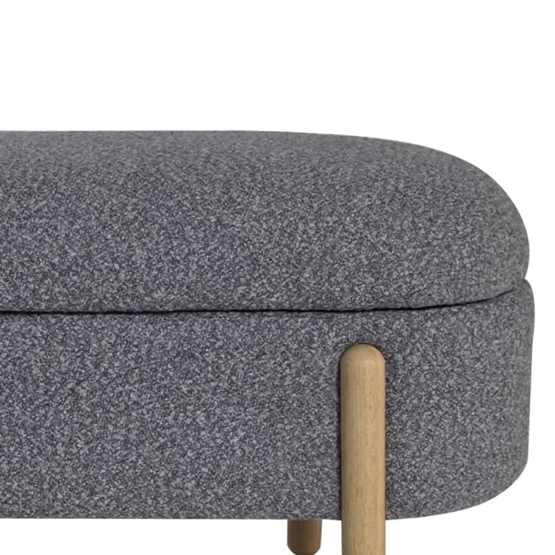 Artekko Cloud Γκρι Υφασμάτινο Μπουκλέ Σκαμπό Ταμπουρέ με Αποθηκευτικό Χώρο (108x41x48)cm