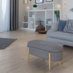 Artekko Cloud Γκρι Υφασμάτινο Μπουκλέ Σκαμπό Ταμπουρέ με Αποθηκευτικό Χώρο (108x41x48)cm