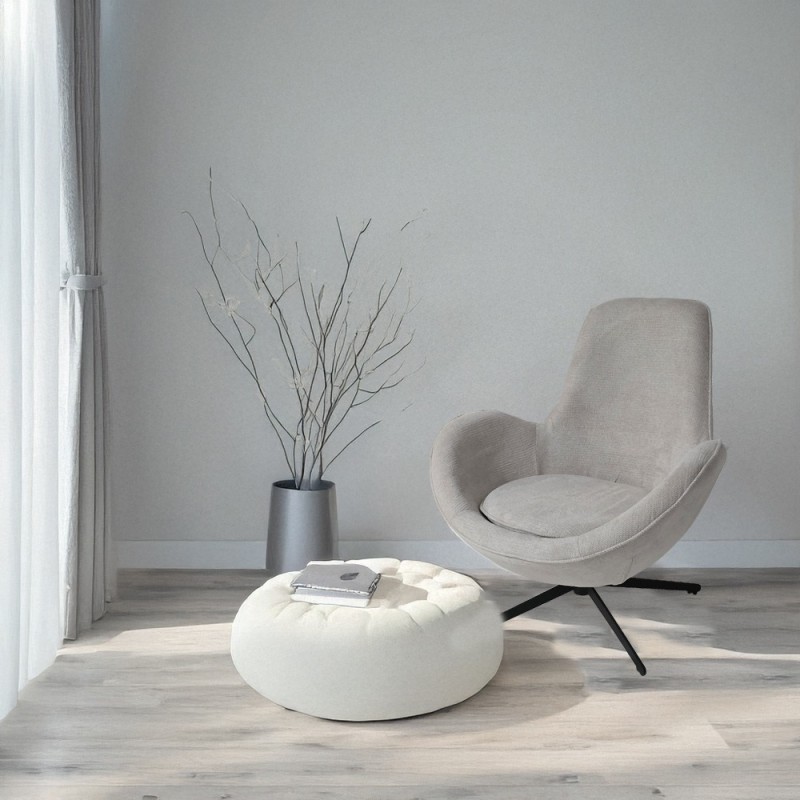 Artekko Cloud Μπεζ Υφασμάτινη Περιστρεφόμενη Πολυθρόνα με Μαύρα Μεταλλικά Πόδια (87x77x73)cm