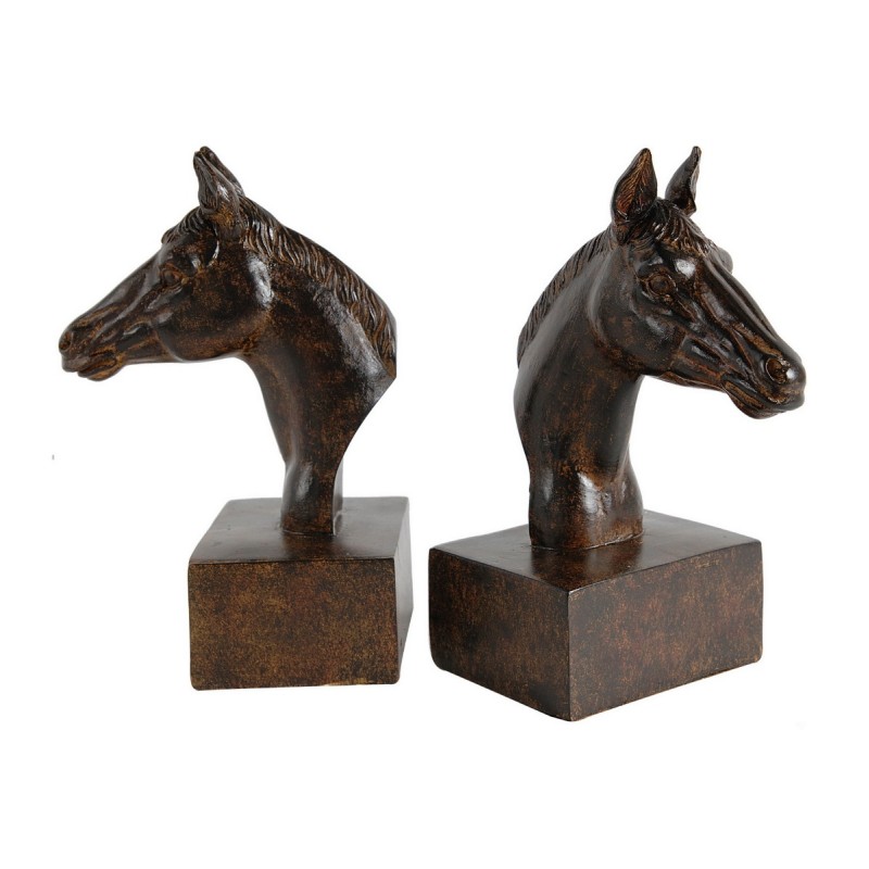 Artekko Bookends Καφέ Διακοσμητικοί Βιβλιοστάτες Ρητίνης με Άλογα (13x10.2x20.3)cm