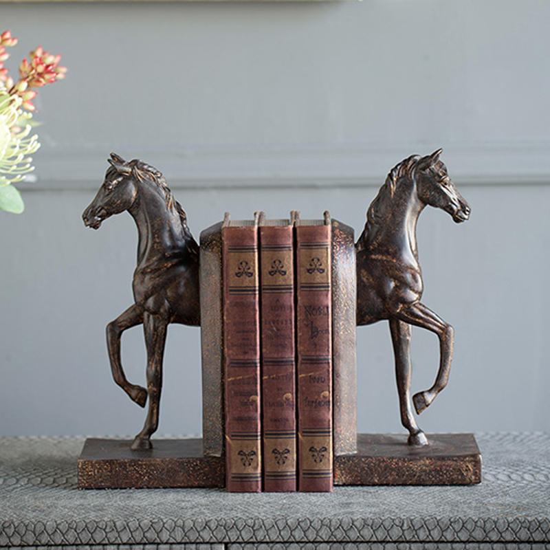 Artekko Bookends Βιβλιοστάτες Άλογα Ρητίνη Καφέ (12.7x10.2x26.7)cm Σετ/2