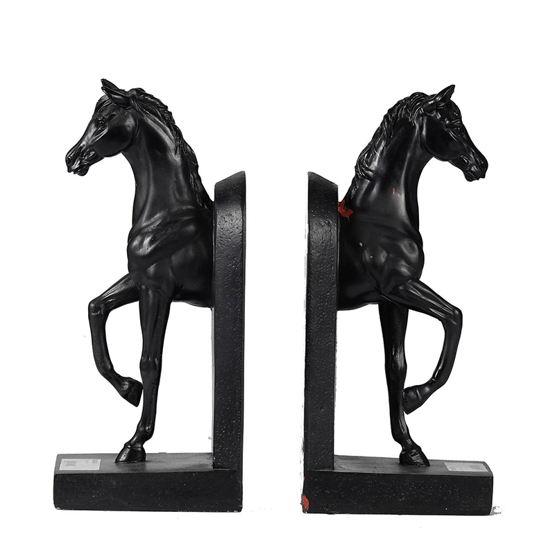Artekko Bookends Βιβλιοστάτες Άλογα Ρητίνη  Μαύρο (12.7x10.2x26.7)cm Σετ/2