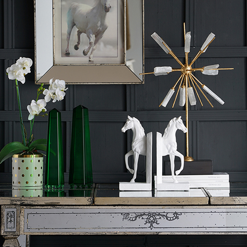 Artekko Bookends Βιβλιοστάτες Άλογα Ρητίνη Λευκό (12.7x9.4x26.9)cm Σετ/2