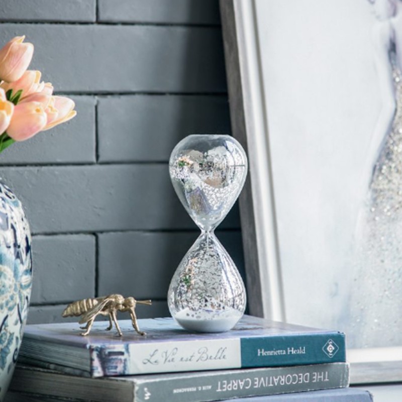 Artekko Hourglass Γυάλινη Διακοσμητική Κλεψύδρα με Λευκή Άμμο (8x8x20.5)cm