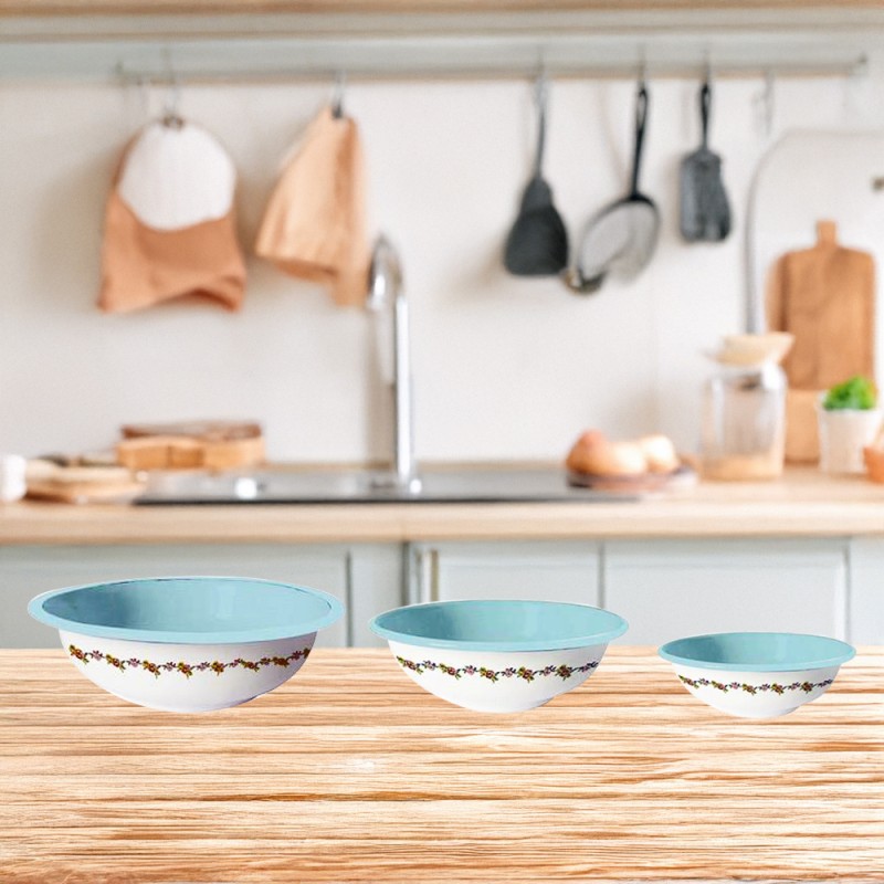 Artekko Blir Μπώλ Μεταλλικά με Σχέδιο Λουλουδακια Σετ/3  (20.5x20.5x6)cm (18.5x18.5x6)cm (16.5x16.5x6)cm