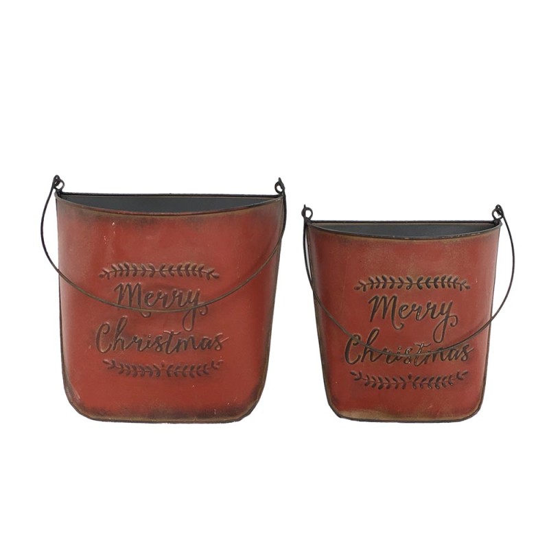 Artekko Xmas Κόκκινο Μεταλλικό Διακοσμητικό Τοίχου (25x12x24)cm (20x10x20)cm 2pcs