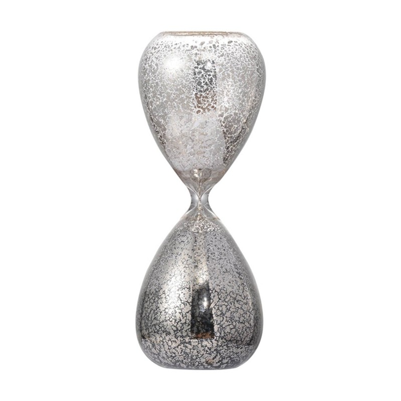 Artekko Hourglass Κλεψύδρα Διακοσμητική Γυάλινη Λευκό Ασημί (9.1x9.1x25.4)cm