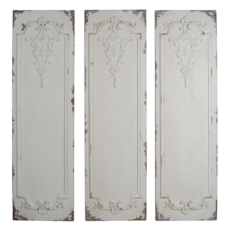 Artekko Alcott Διακοσμητικό Τοίχου Πίνακας από Μαγνήσιο Λευκή Πατίνα (53.3x6.1x180.1)cm Σετ/3