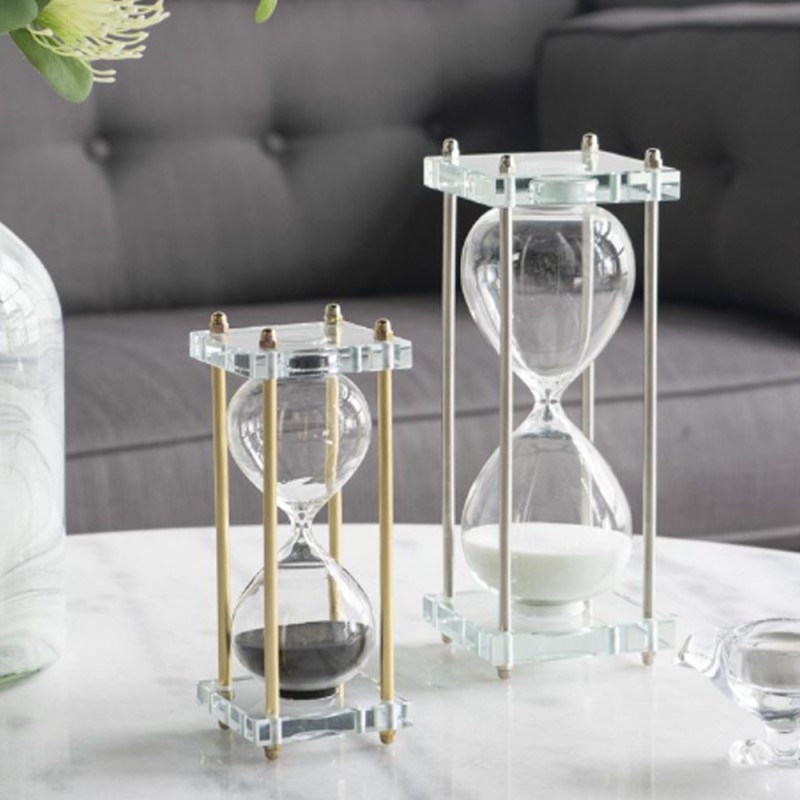 Artekko Hourglass Κλεψύδρα Διακοσμητική Γυαλί Κρύσταλλο Μαύρο Χρυσό (7.6x7.6x20.5)cm