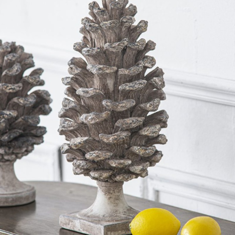 Artekko Pine Cone Διακοσμητικό Γλυπτό Κουκουνάρα Ρητίνης Γκρι (18x18x36)cm