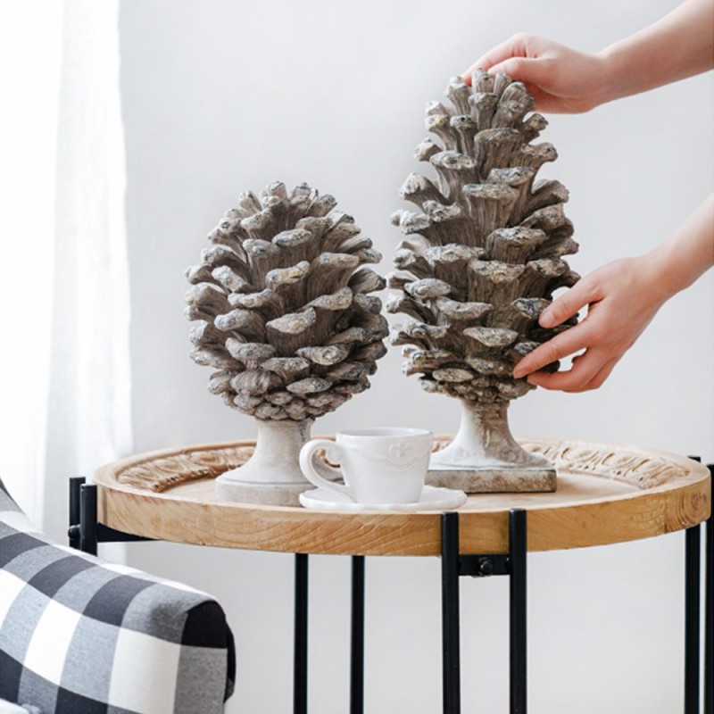 Artekko Pine Cone Διακοσμητικό Γλυπτό Κουκουνάρα Ρητίνης Γκρι (18x18x36)cm