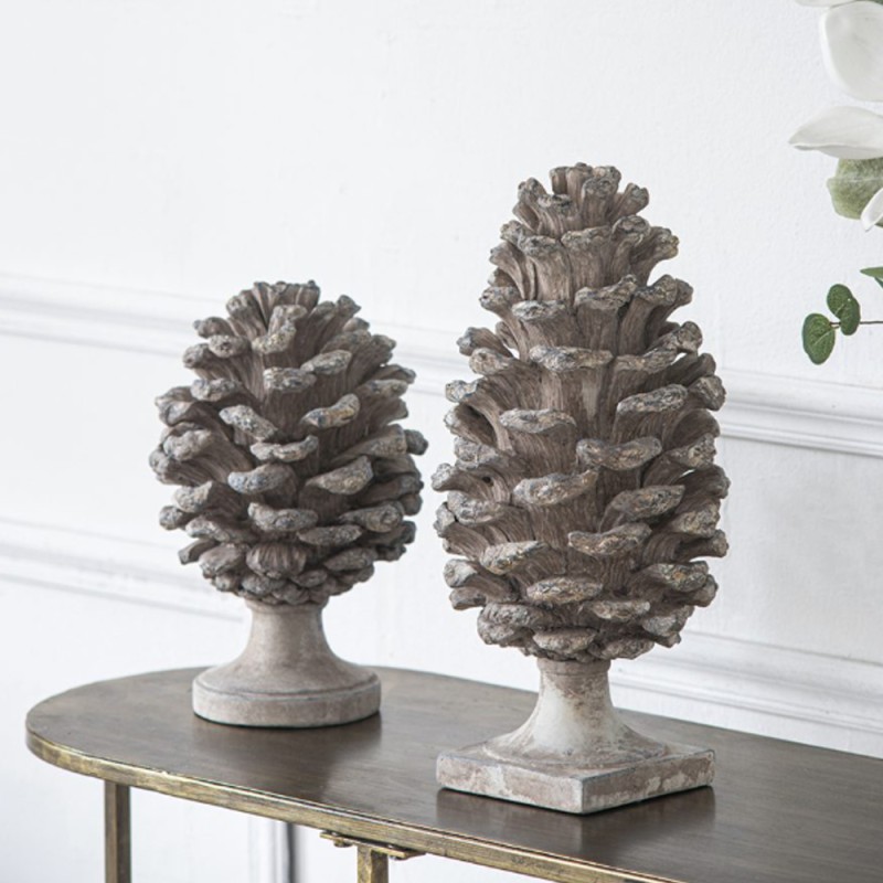 Artekko Pine Cone Διακοσμητικό Γλυπτό Κουκουνάρα Ρητίνης Γκρι (18x18x36)cm