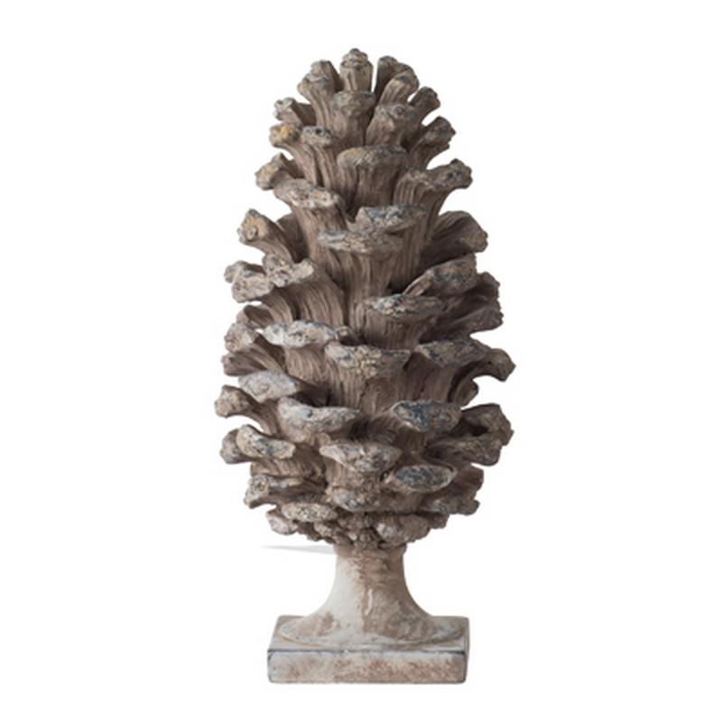 Artekko Pine Cone Διακοσμητικό Γλυπτό Κουκουνάρα Ρητίνης Γκρι (18x18x36)cm