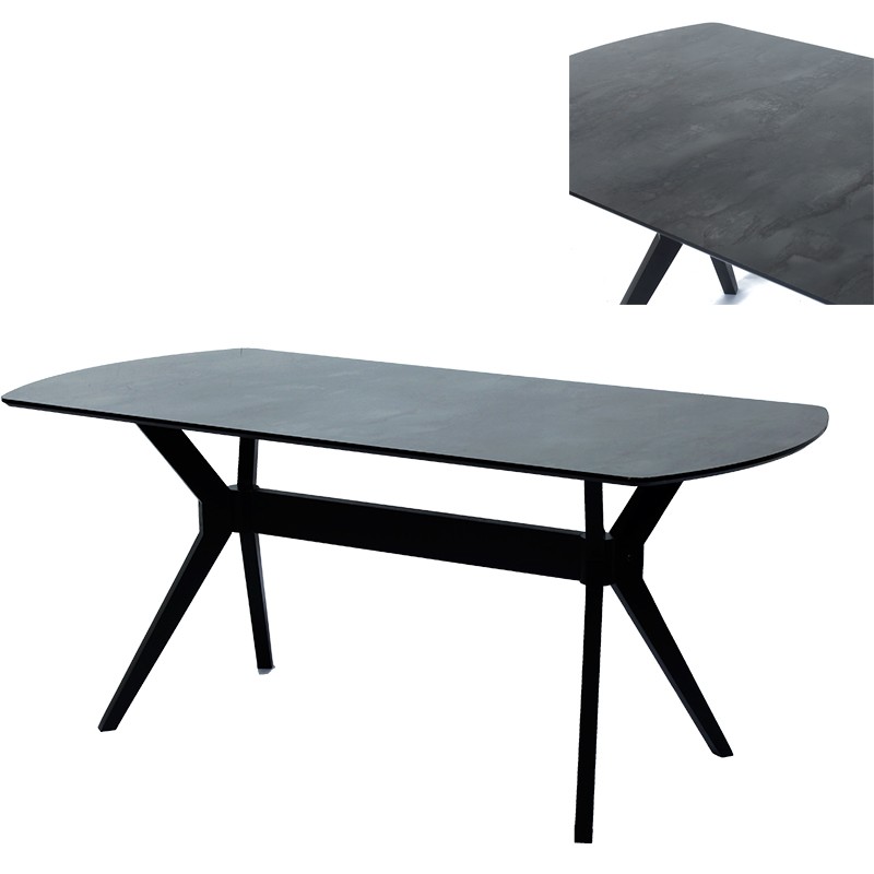 Artekko Ares Τραπέζι από Plexiglass και MDF με Εφέ Μαρμάρου και Μαύρη Μεταλλική Βάση (183x93x75)cm