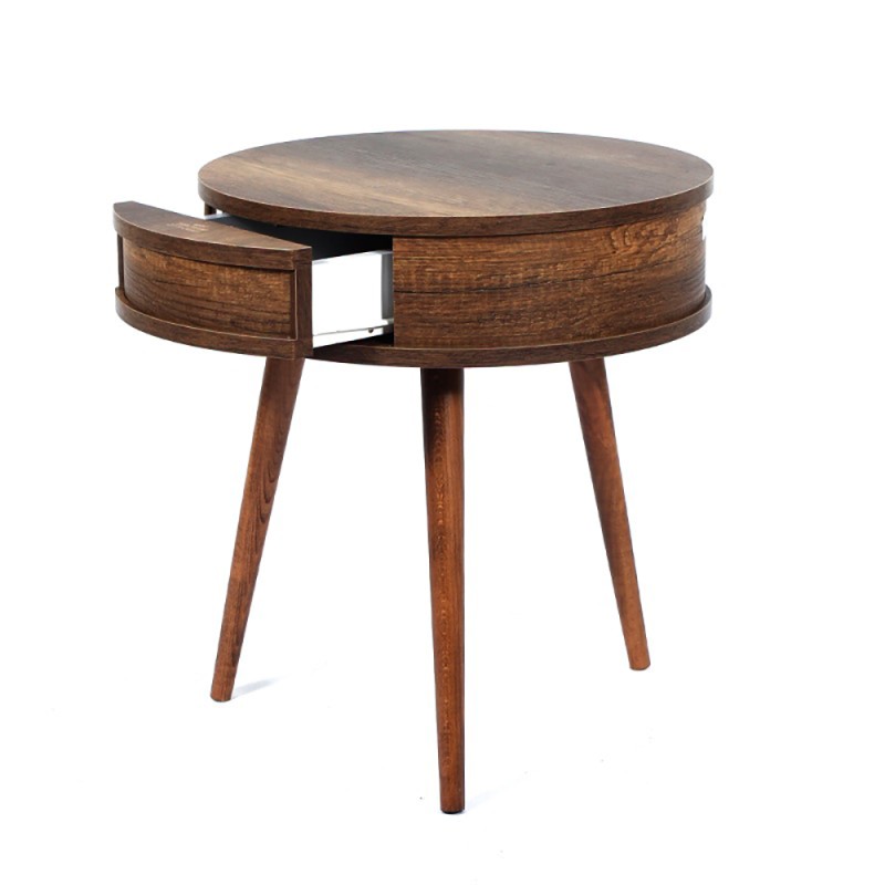 Artekko Strons Καφέ Στρογγυλό Βοηθητικό Τραπέζι MDF (51x51x58)cm