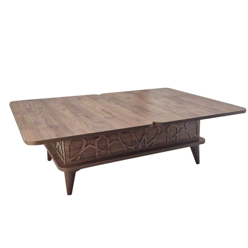 Artekko Ada MDF  Τραπέζι Σαλονιού (90x60x38)cm Επεκτεινόμενο σε Τραπεζαρία σε Καφέ με Μπεζ (120x90x70)cm