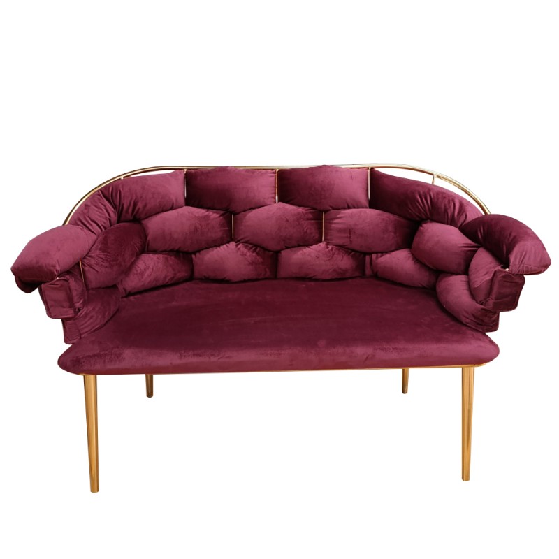 Artekko Balon Βελούδινο Μπορντό Σαλόνι με Διθέσιο Καναπέ και 2 Πολυθρόνες (135x65x80)cm (75x65x80)cm