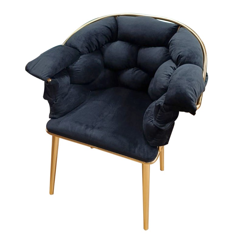 Artekko Balon Βελούδινο Μαύρο Σετ Σαλονιού Διθέσιος Καναπές (135x60x80)cm 2 Πολυθρόνες (75x60x80)cm