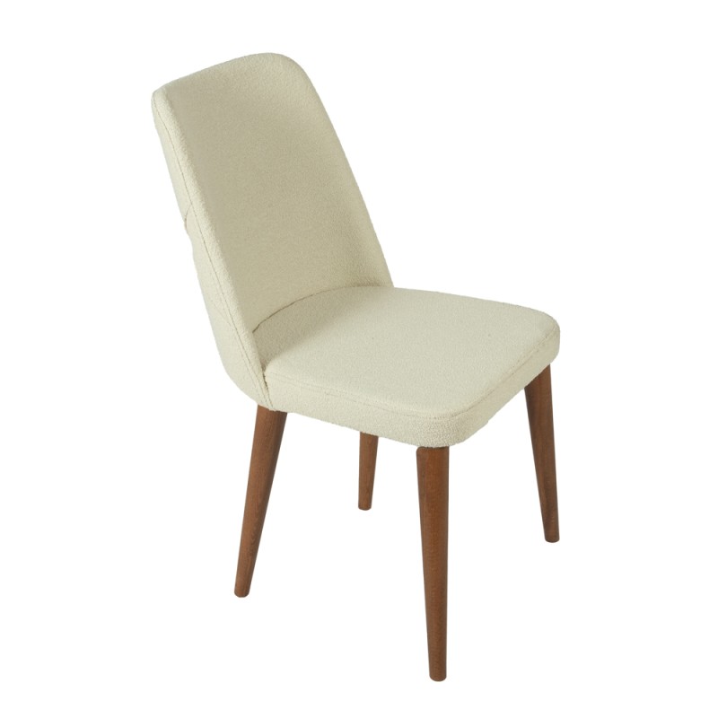 Artekko Lotus Εκρού Καρέκλα με Μπουκλέ Ύφασμα (49x60x90)cm