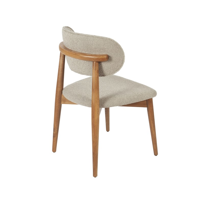 Artekko Bomonti Μπεζ Καρέκλα με Μπουκλέ Ύφασμα (50x50x85)cm